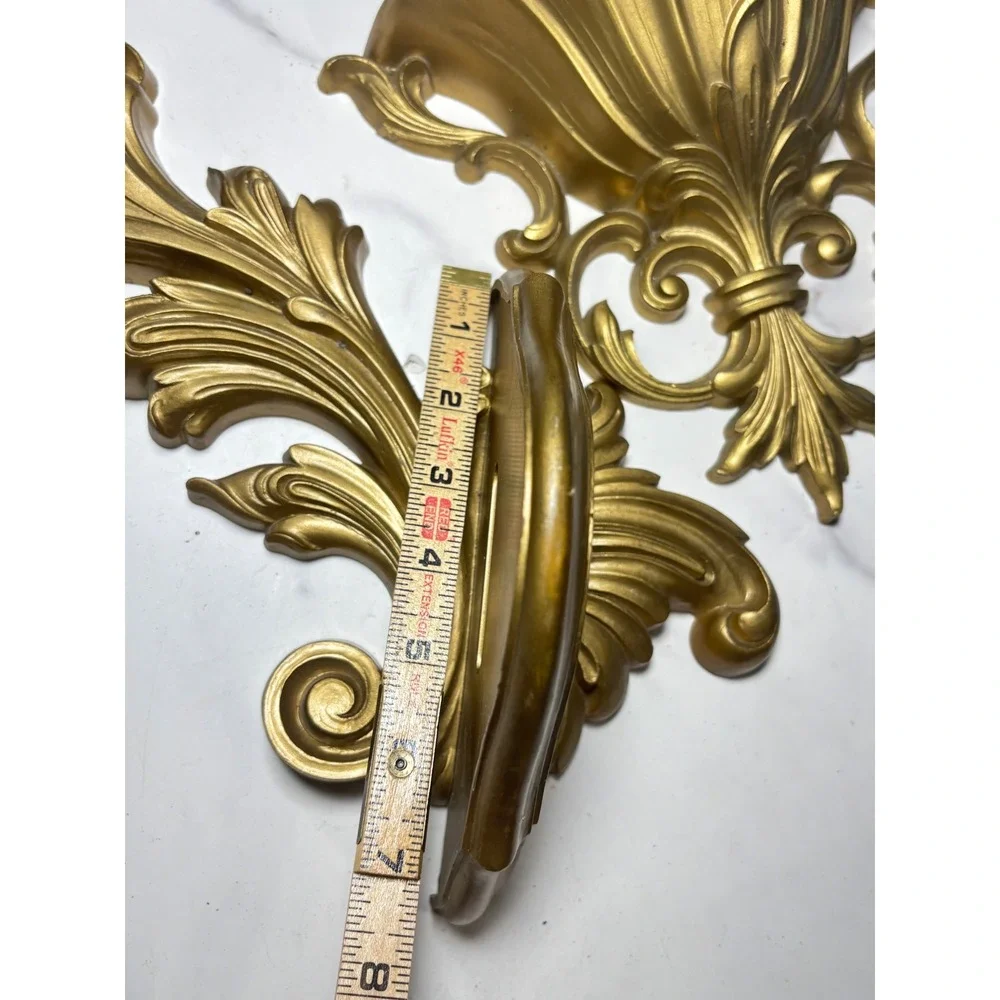 Vintage Gold Wall Shelf and Pocket Planter Set Hollywood Regency Ornate Decor